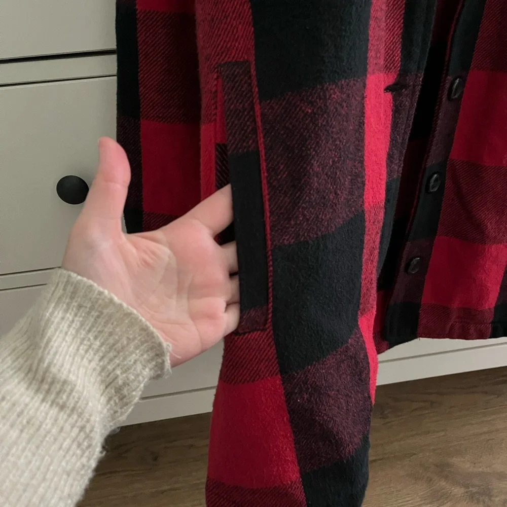 LUCKY brand oversized plaid shirt jacket buffalo red size S